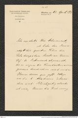 Nachlass Franz Steindachner, Brief von Heinrich Balss an Franz Steindachner (22.04.1915), Inv.Nr. 22.04, Seite 1